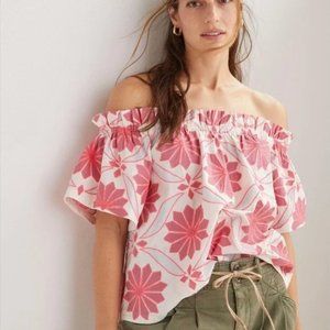 Maeve Off-Shoulder Pink Floral Blouse